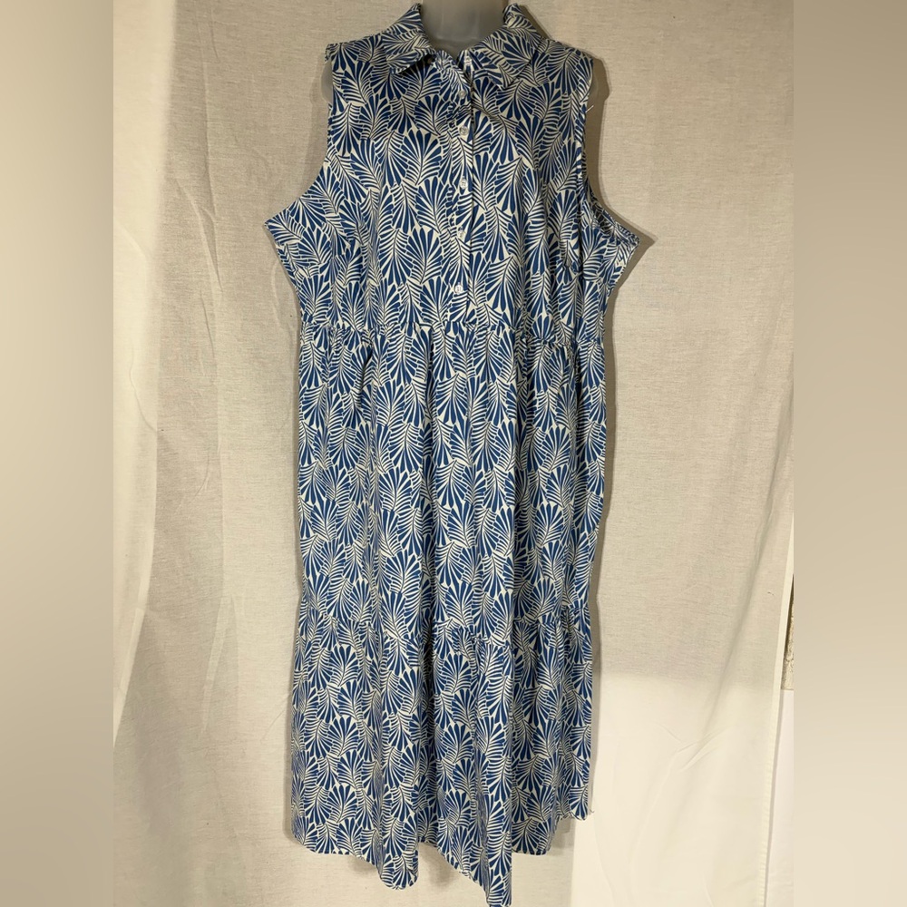 Rachel Zoe sleeveless Blue and White Cotton Maxi Dress Size 2X